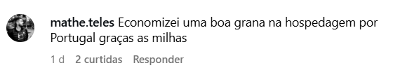 Depoimento sobre economia em hospedagem em Portugal graças às milhas