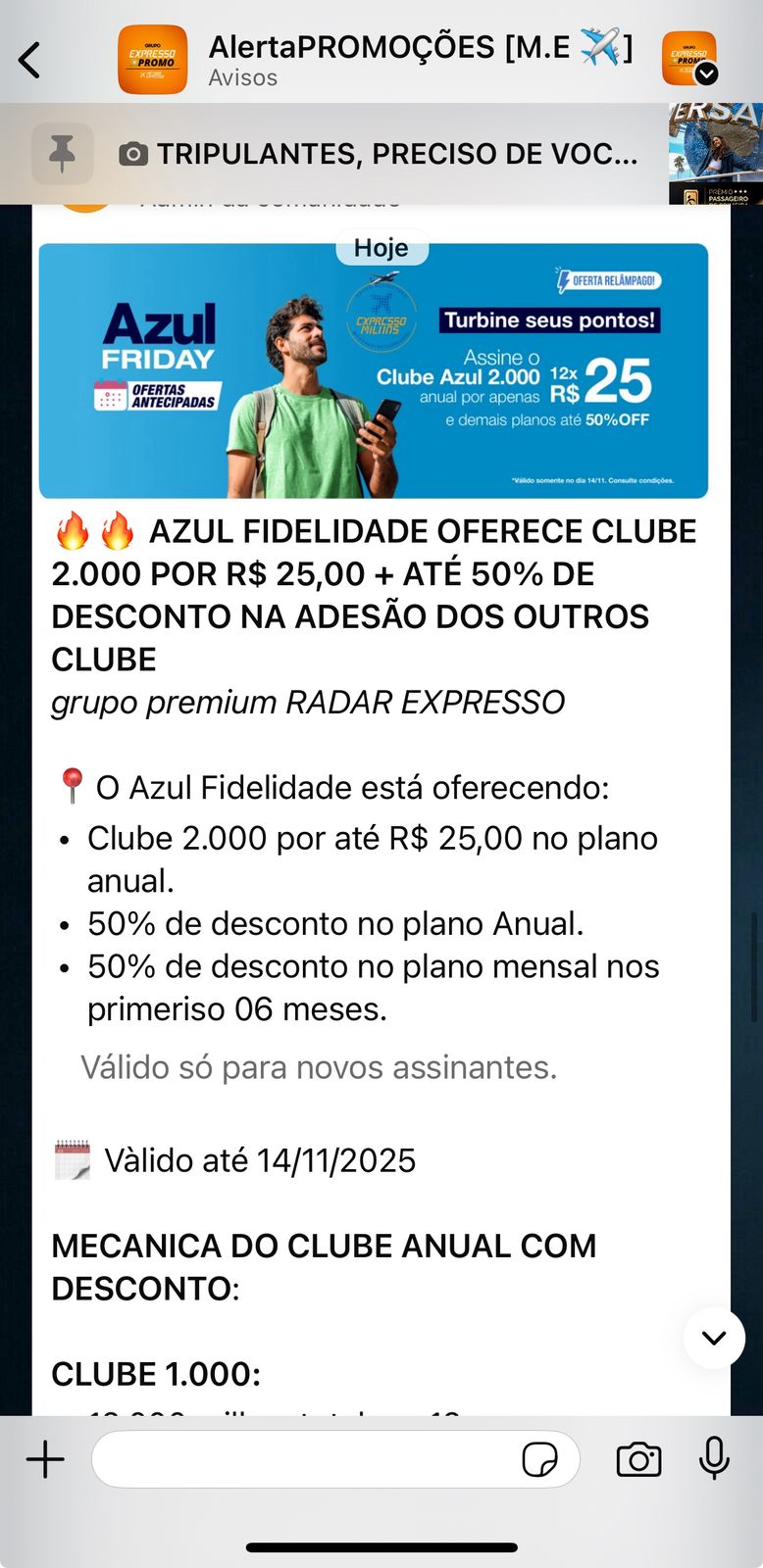 Alerta do Radar Expresso sobre promoção do Clube Azul