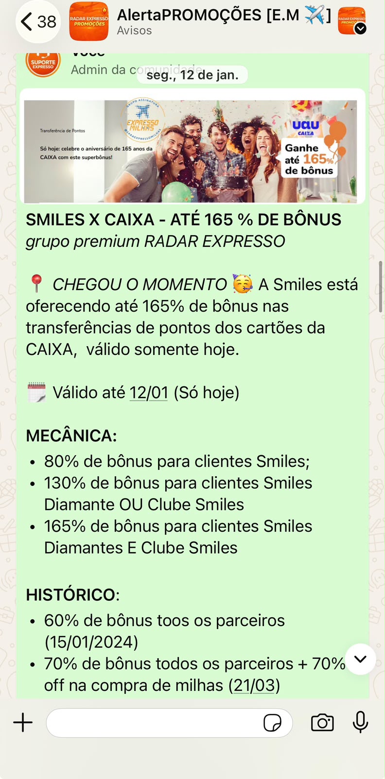 Alerta do Radar Expresso sobre bônus de transferência